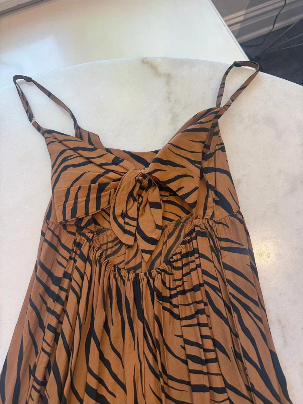 NWOT Faithfull the Brand Corvina Brown and Black Tiger Stripe midi Dress - Picture 8 of 10